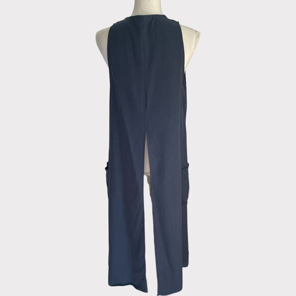 BCBG Generation Longline Vest Navy Blue Lyocell Size Small Open Side Slit - Picture 6 of 10
